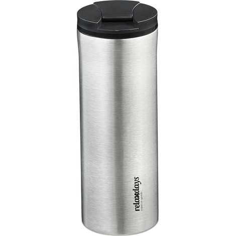 Bicchiere termico moderno da asporto 400 ml con coperchio ermetico in acciaio inossidabile nero opaco 130014279
