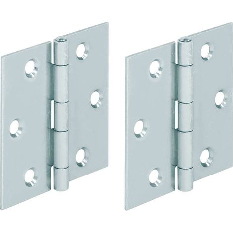 2x charnière plate carré acier 50x50mm meuble bois porte placard étagère cuisine (1/2)