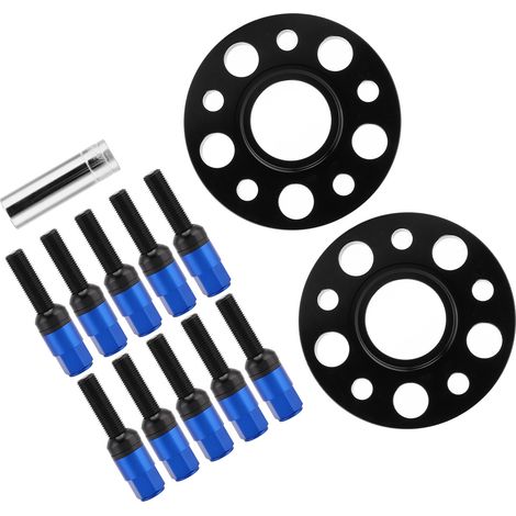 Kit 4 Entretoises de Roue 15mm Aluminium Bleu pour Audi A4/A6/A7/A8/Q5/RS5, Élargisseurs de Voie avec Centrage Central, Remplacement et Réparation (1/5)