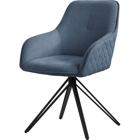 ML-Design Sedia da Sala da Pranzo Girevole a 360° in Tessuto di Tessitura Blu Sedie da Soggiorno con Braccioli e Schienale Poltrona da Cucina Imbottita Poltroncine Gambe in Metallo Ergonomica (1/5)