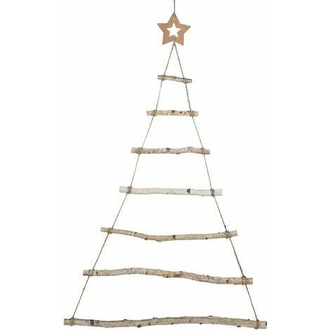 Wooden Ladder Christmas Tree 90x60cm Hanging Advent Calendar Christmas Decoration Branches Wall Decor (1/3)