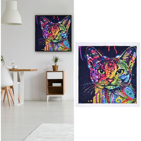Tableau à l'huile de chat sans cadre pour chambre, salon et salle à manger (1/5)
