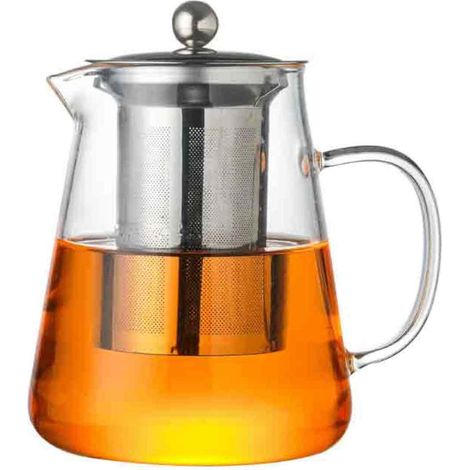 1 Théière en verre borosilicate, séparation eau-thé, design épaissi, transparent, usage domestique (1/5)