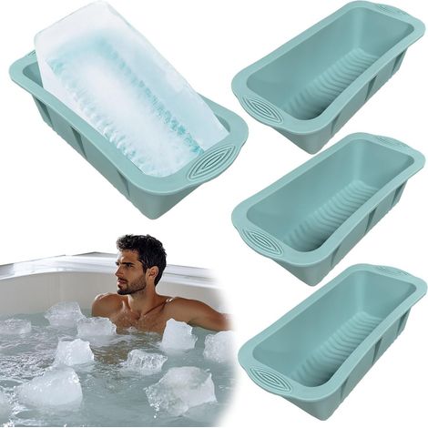 Grand moule à glaçons pour bain de glace, 4 pièces 4 kg en silicone, moule à glaçons réutilisable pour congélateur, bain de glace, bain froid ou refroidisseur (Bleu fjord) (1/5)