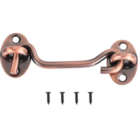 Verrou de porte de grange à crochet et œillet de 100 mm en acier inoxydable pour fenêtre, cabine, porte coulissante,Bronze rouge