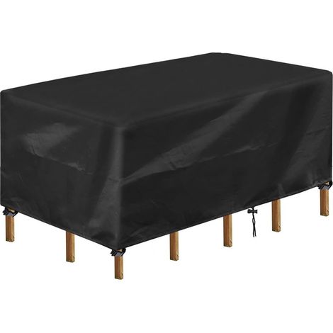 Funda para mesa de jardín, rectangular, impermeable, para muebles de jardín, resistente a los rayos UV, de tela Oxford 420D, para mesa y sillas de jardín (170x94x70cm). (1/5)