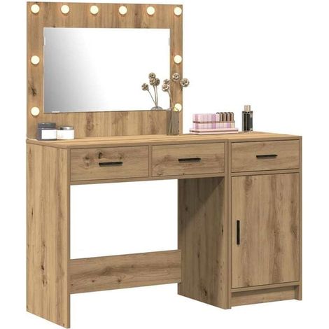 Ensemble Coiffeuse 2 Pièces, Table de Maquillage avec Tabouret, Bois d'Ingénierie Marron, 40 x 41 x 75 cm (1/5)