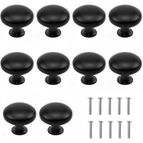 Noir - 10 pcs poignées de tiroir, noir mat, poignées de meuble, poignées de tiroir, poignées d'armoire, ensemble de poignées de tiroir, poignées de meuble avec dôme, poignées 30mm (1/5)