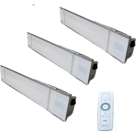 Pack de 3 chauffages infrarouge 500-1000-1500W façade verre blanc 230V avec telecommande IO homecontrol IP65 INFRAGLAS IHG15SIO
