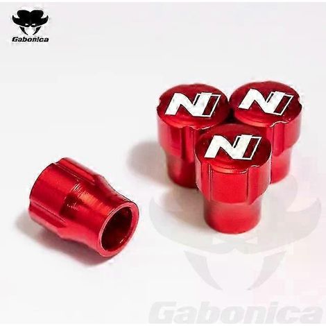 (Rouge) 4 bouchons de valve de pneu en alliage de zinc pour Hyundai N, Kona, Accent, Tucson, Santa Fe, Creta, IX35 et I40 (1/4)