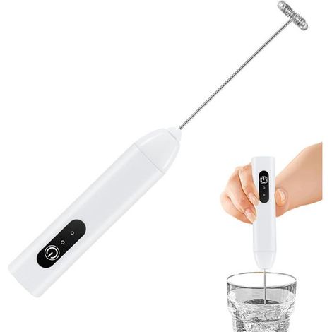Mousseur à lait électrique - ZENTRONIS - Rechargeable - Double filet - Poignée antidérapante - Blanc (1/5)