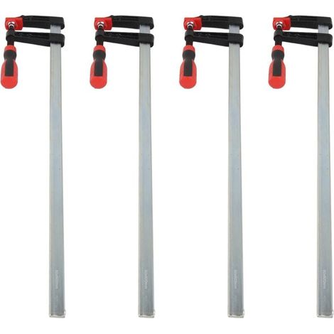 Lot de 4 pinces en F robustes pour barre de travail du bois, glissière rapide, kit d'outils à main de bricolage 80 x 600 mm (1/4)