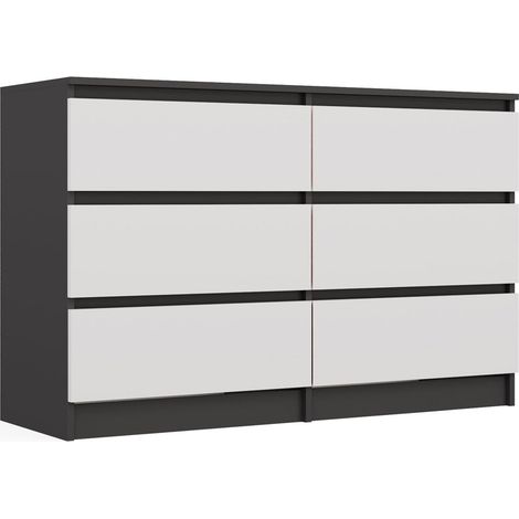 Cassettiera Malwa M6 120 antracite bianca mobile per soggiorno 6 cassetti 120 CM (1/5)
