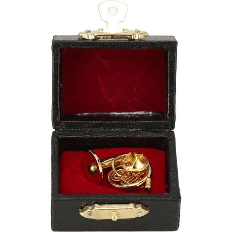 Miniatur-Waldhorn aus Gold, elegant und robust aus Metall, detailgetreue Nachbildung, maßstabsgetreues Modell eines Waldhorns zur Tisch- und Regaldekoration (1/5)