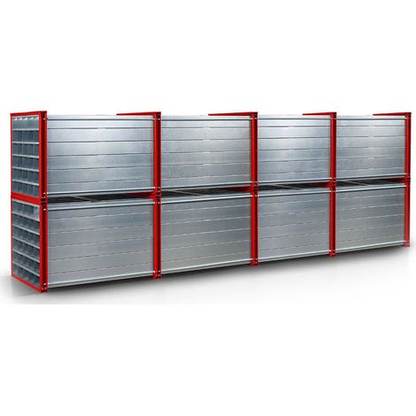 RR Industrietechnik Wabenregal RWR-128/6 6000x1000x1000mm mit 128 Fächern RAL 3000 Feuerrot