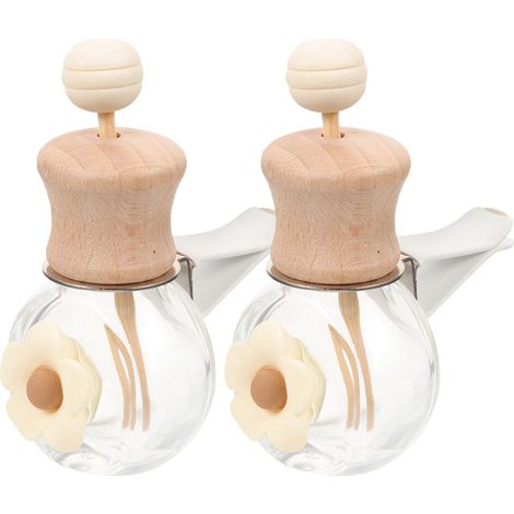 Diffusore d'aria a clip in vetro e legno, composto da 4 pezzi, elegante design color kaki. (1/2)