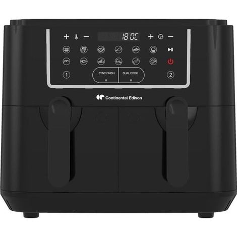Friteuse a Air Sans huile CONTINENTAL EDISON - RFRSH24002CB - 9 L - Double bacs - 2400W - Noir (1/5)