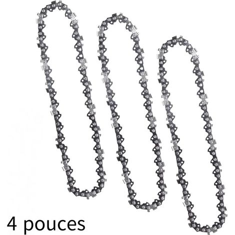 Aiperq – Pack de 3 chaînes de tronçonneuse 4 pouces – 28 maillons – Acier allié – Faible recul et vibrations – Pour mini tronçonneuses (1/5)