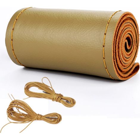 Housse de volant en cuir beige avec tresse intégrée, 38 cm, en microfibre. (1/5)