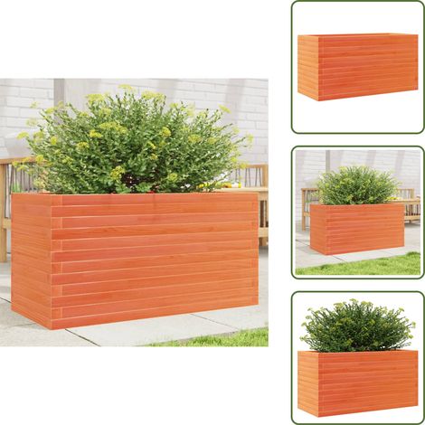 Jardinière cire marron 90x40x46 cm bois de pin massif - Jardinier - Pot De Fleurs - Bac À Plantation - Extérieur - Terrasse (1/5)