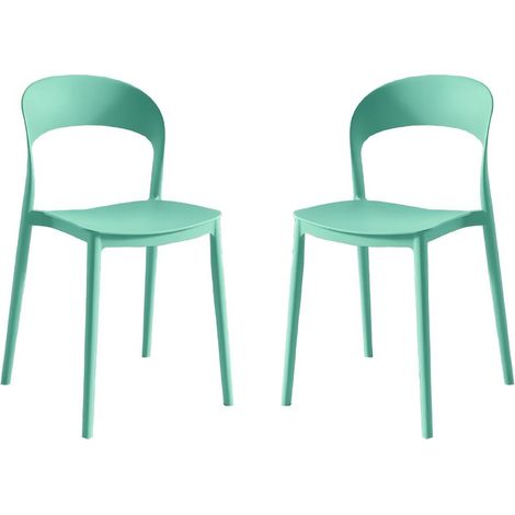 Set 2 Sedie Impilabili in polipropilene da cucina 40x39x78 cm Colore Verde Menta LUNA Colore Verde Menta