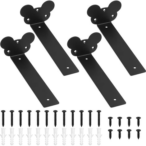 Staffa mensola Supporti sotto set 4 pezzi 200 mm Nero (1/5)