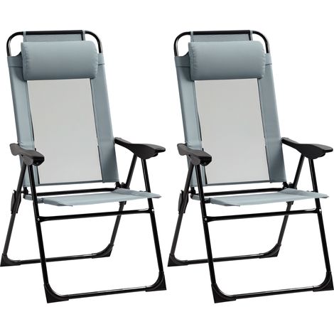 Sedia pieghevole, resistente alle intemperie, regolabile, 62 x 70 x 109 cm, grigio (1/5)