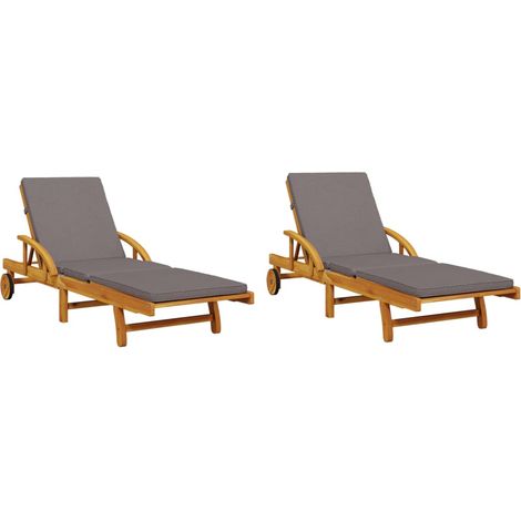 Maison Exclusive - Chaises longues lot de 2 avec coussins 200x68x83 cm bois acacia