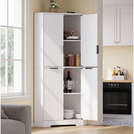 Eckschrank 60 x 60 x 172 cm, weißes MDF, 4 Türen, platzsparend – MEUBLIV (1/5)
