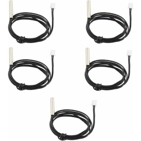 Lot de 5 sondes de capteur de température étanches NTC 10 K 1 % 3950 Thermistor, câble d'extension de 1 m, détecteur de température, jauge pour climatiseurs de voiture/réfrigérateurs