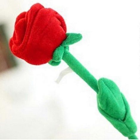 Rose en peluche réaliste pour enfants, couleurs assorties, tige longue et flexible pour la décoration (1/2)
