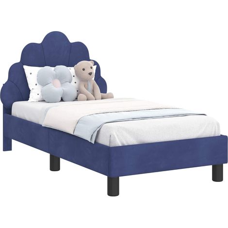 Toddler Bed Frame with Headboard Police Blue 70 x 140 cm Velvet vidaXL