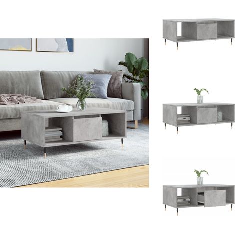 Table basse Gris béton 90x50x36,5 cm Bois d'ingénierie - Table Basse - Meuble Salon - Table D'appoint - Table Design - Table Gris (1/5)