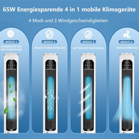 32x32x94.5cm Ventilatorkombigerät,Kaltluftventilator Wassertank Turmventilator Fernbedienung 12H Timer,Unterstützt Fernbedienung