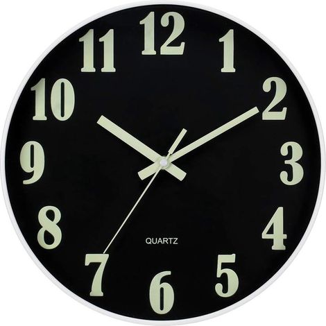 12-Zoll-Wanduhr mit Leuchtstoffröhren, batteriebetrieben, geräuschlos und modern, Nachtlicht für Wohnzimmer, Küche oder Schlafzimmer, zeitgenössische Wanddekoration (1/4)