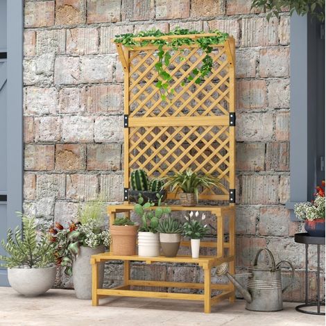 Soporte para plantas de 2 niveles con enrejado y techo, 75 x 50 x 166 cm, HAVRYA (1/5)