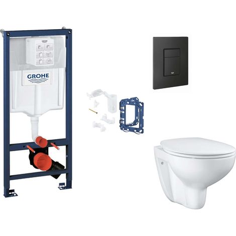 Grohe Rapid SL - Set bâti-support, cuvette, abattant SoftClose et plaque de déclenchement Even et kit pour insertion de tablette, phantom black SANI11BB5133 (1/5)