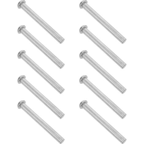 10 Pièces Rivet Plein en Acier Inoxydable, Rivet à Tête Demi-ronde, Argenté, 6,00x0,55x0,55cm, Installation Facile, pour Projets Métalliques et Bricolage (1/5)