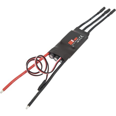 Contrôleur de vitesse électronique sans balais 50A (ESC) avec support à fiche banane 3,5 mm pour avion RC (1/5)