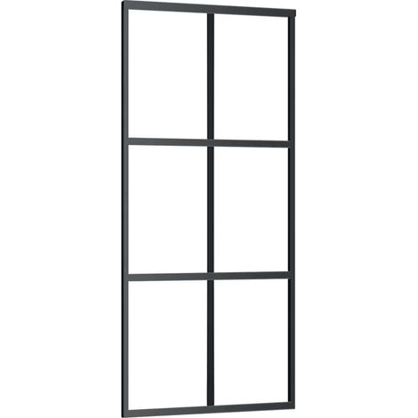 Maison Exclusive - Porta Scorrevole in Vetro ESG e Alluminio 90x205 cm Nera (1/5)