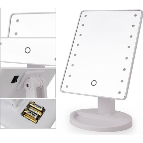 TrAdE Shop Traesio - Specchio 16 Led Orientabile 360 Gradi Touch Screen Bagno Stanza Make Up Mirror -