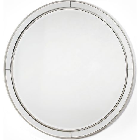 Miroir mural rond bois argenté et verre Octy