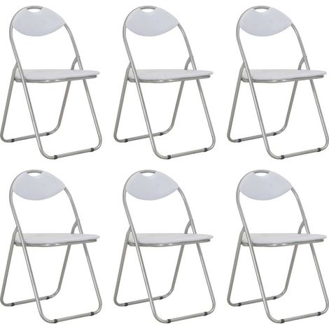 vidaXL Sillas plegables, 6 unidades, piel sintética blanca. (1/5)