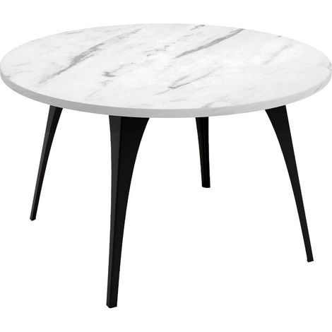 Mesa de centro Oswego 126, Mármol blanco, 45x0x0cm, Diámetro: 75, Aglomerado laminado, Redonda