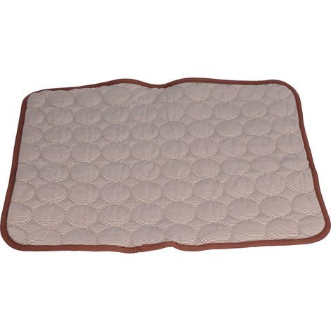Tapis rafraîchissant pour chien et chat - Matelas de refroidissement pliable et respirant pour animaux - Taille M (60x50cm) - Marron (1/4)