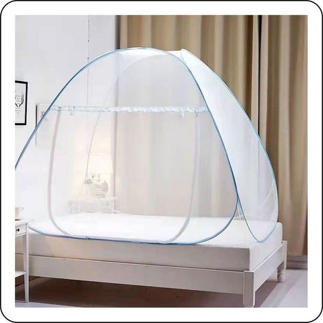 Moustiquaire de lit, double porte pliable et escamotable pour empêcher les piqres de moustiques (180 x 200 x 150 cm) (1/5)