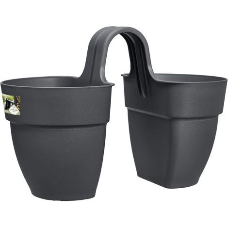 Pot Jumelé Vibia Campana Anthracite Pot De Fleurs Double, Design Moderne, Résistant Aux Intempéries. - Elho (1/5)