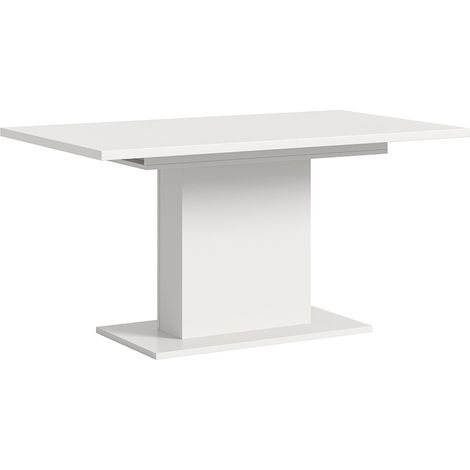 Motion table de salle à manger pied colonne 90x150/190 cm avec 1 rallonge blanc.