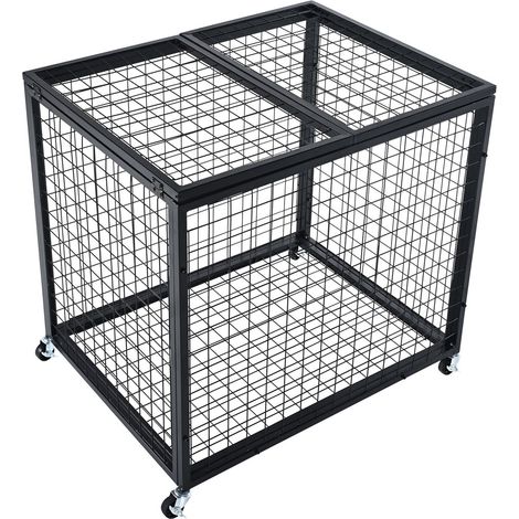 Chariot rangement balles sport, cage basket doubles couvercles, organisateur équipement intérieur extérieur, rack acier garage (1/5)