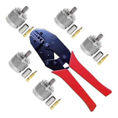 Connecteur Type N Male 5Pcs et Pince à Sertir Coaxial,Connecteur RF et Outil de Sertisseuse pour LMR195 RG58 RG400 RG142 Câble (1/5)